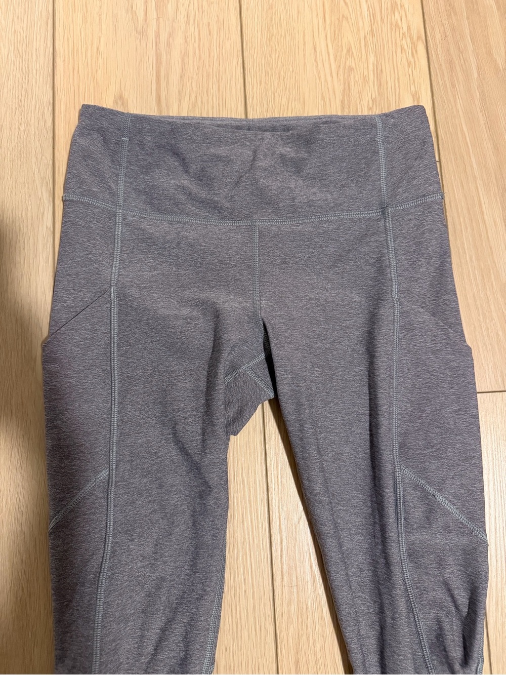 lululemon athletica Gray High-Rise Leggings with side pockets and ruched hem